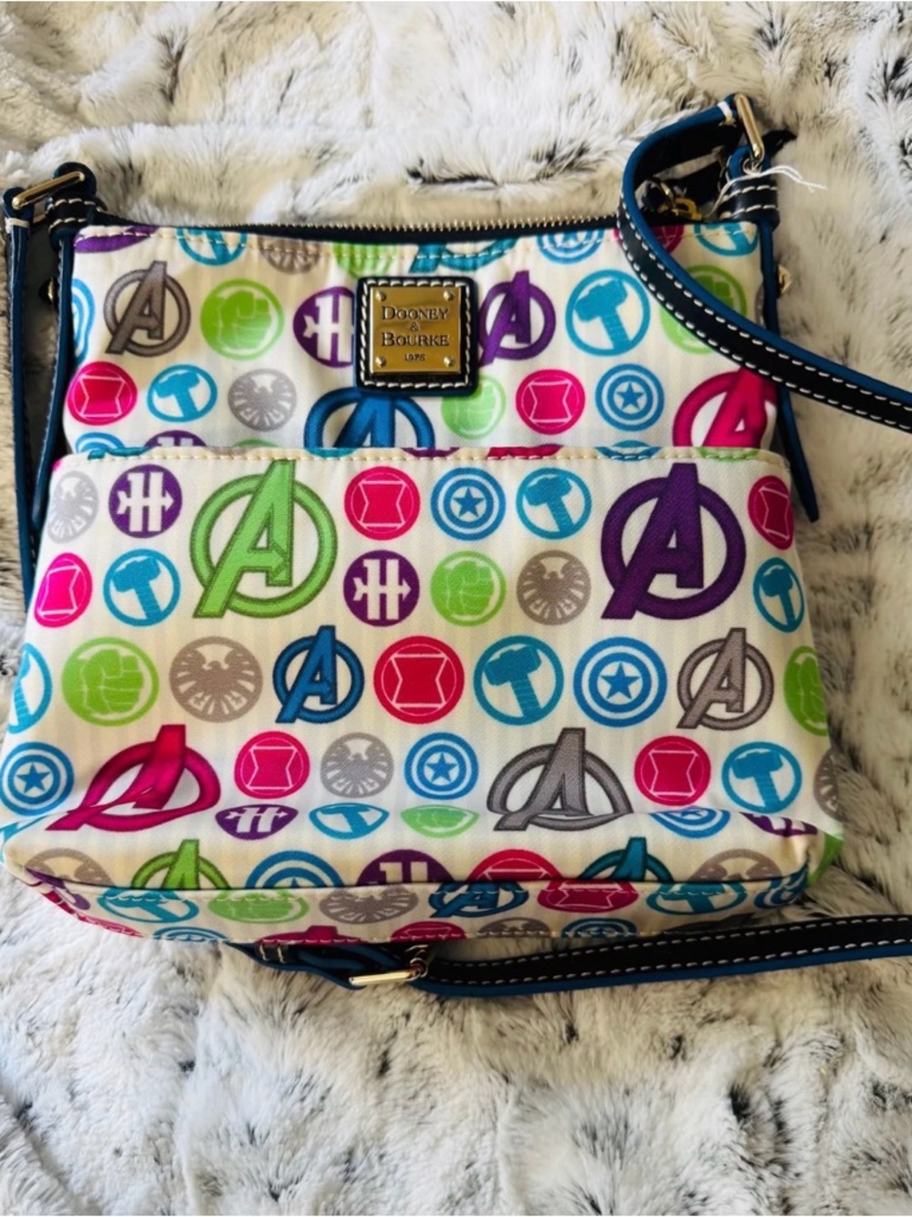Dooney & Bourke White Multicolor Avengers Logo Crossbody Bag